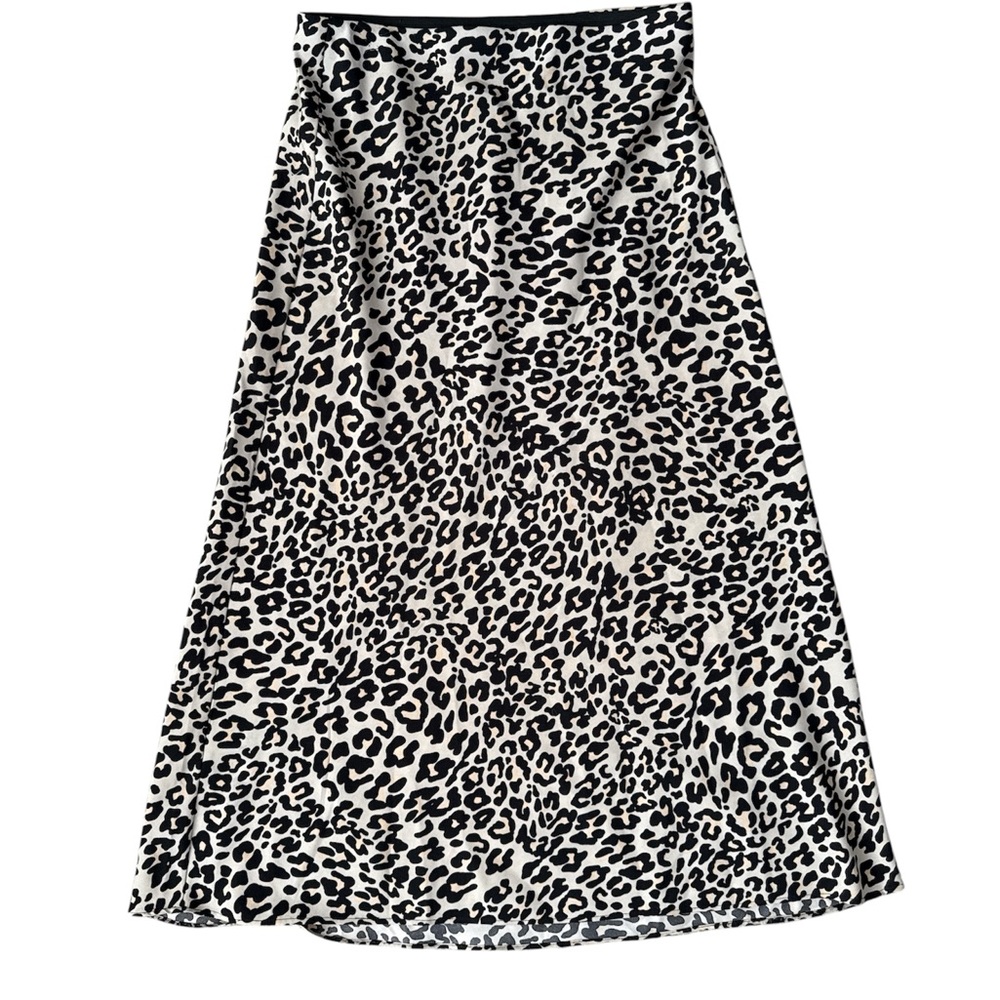 LOFT Black and White Midi A-Line Skirt